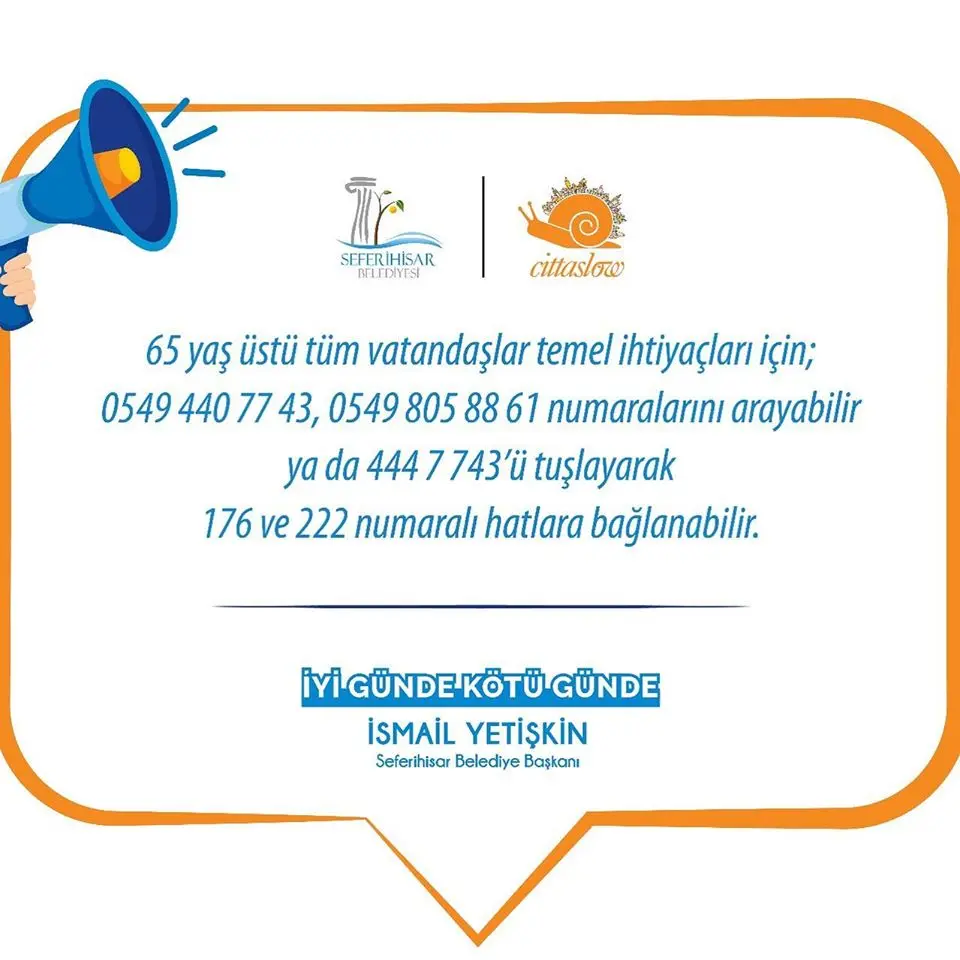 Belediyeden 65 yaş üstüne duyuru