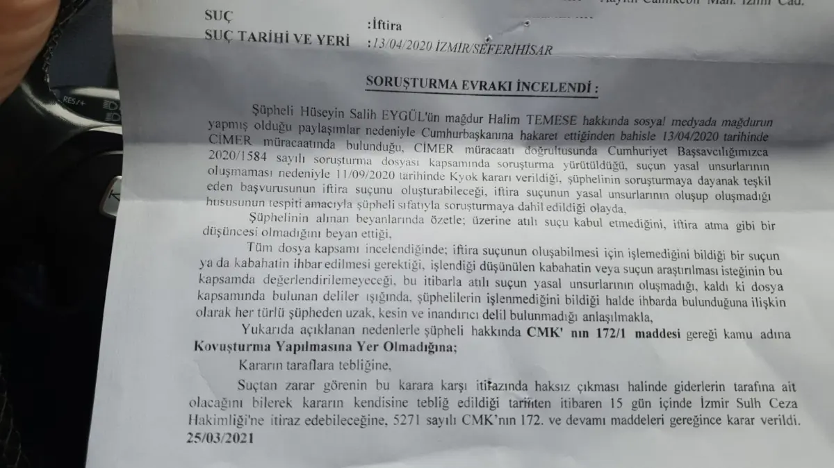 CHPli meclis üyesini Cumhurbaşkanına hakaretten şikayet etti, iftiradan yargılandı!