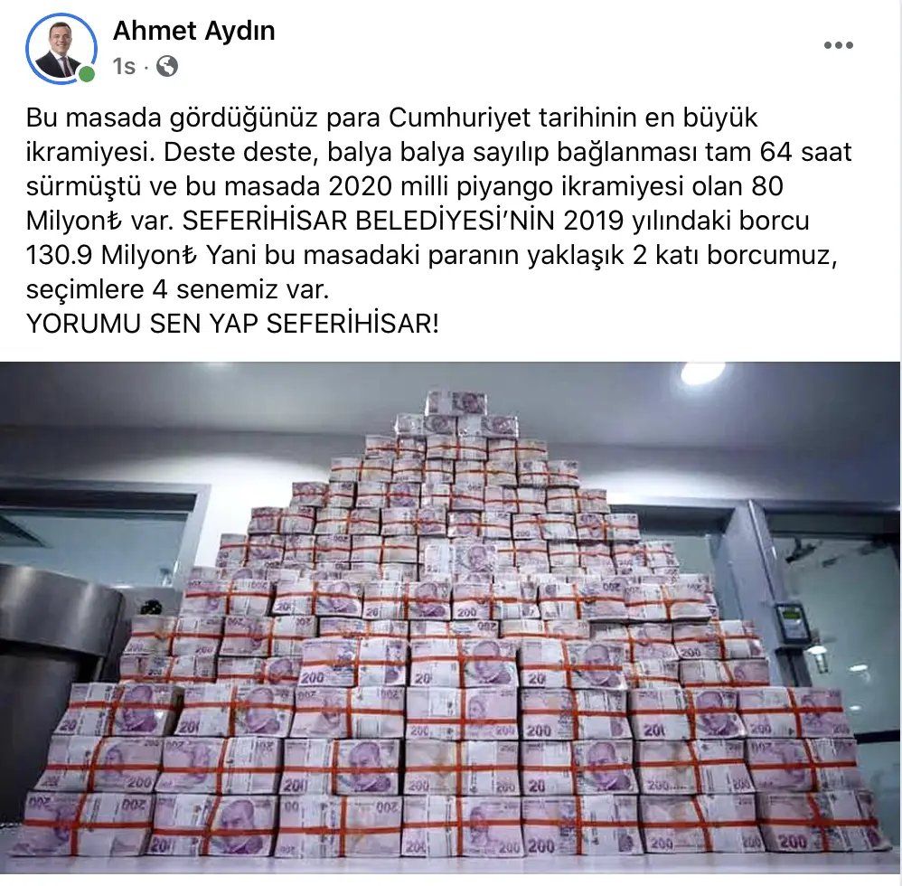 Seferihisar Belediyesi’nin borcunu o ikramiyeyle karşılaştırdı