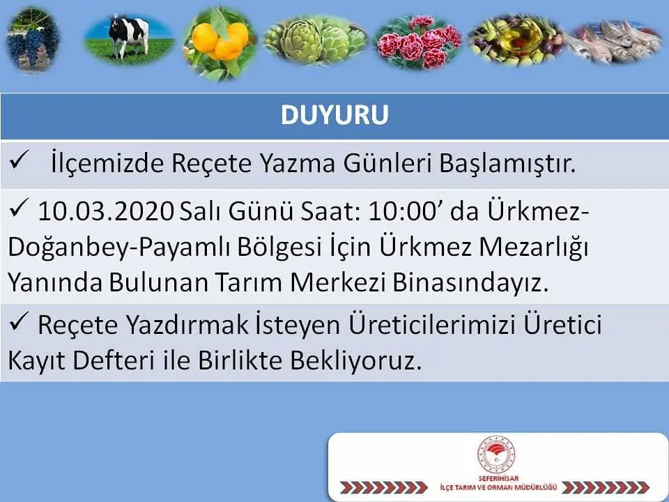 Seferihisar İlçe Tarım, reçete yazma günlerine başladı...