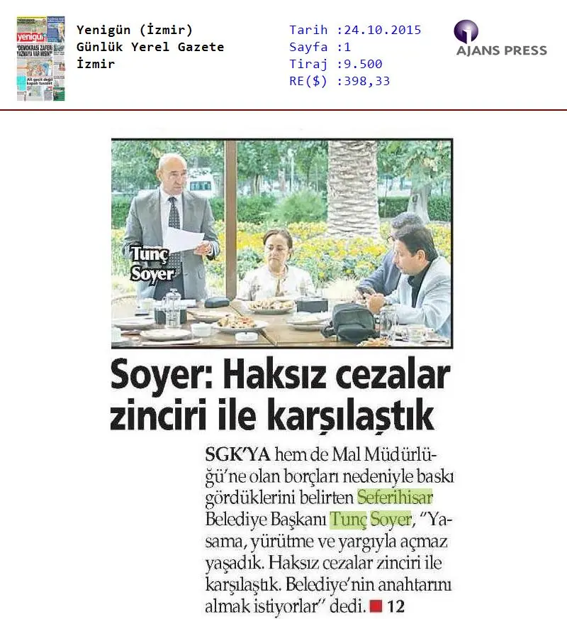 Seferihisar ve Başkan Soyer’e basından büyük destek