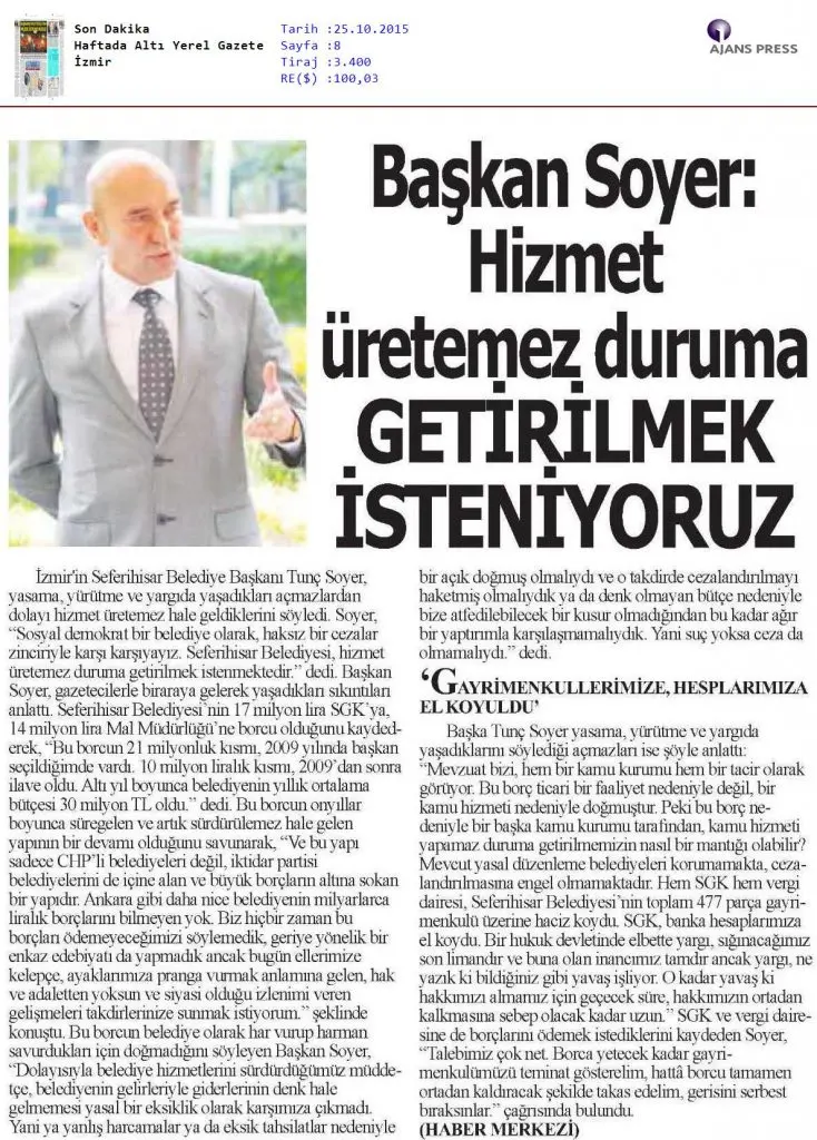 Seferihisar ve Başkan Soyer’e basından büyük destek