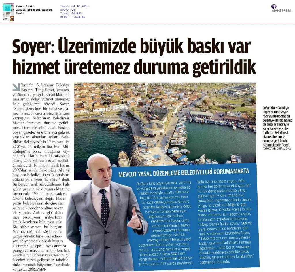 Seferihisar ve Başkan Soyer’e basından büyük destek