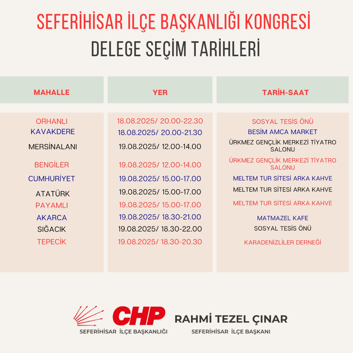 Seferihisar’da CHP ilçe delege seçim tarihleri belli oldu