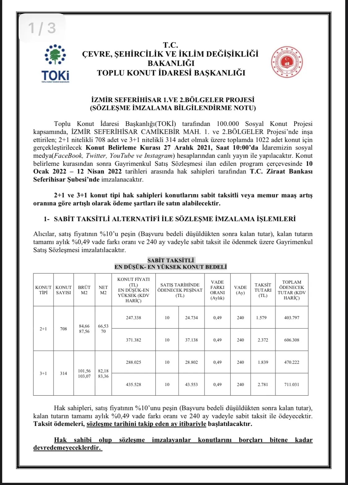 TOKİ’de fiyatlar 240 bin TL’den 711 binlere çıktı