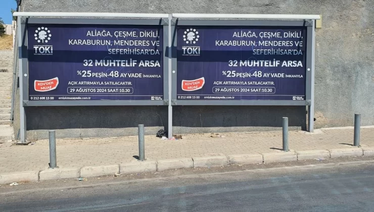 TOKİ bilboardlarla  Seferihisar’da arsa satıyor